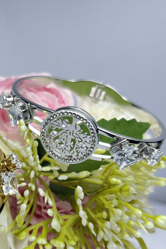 Elegant Silver Tree of Life round motif handcuff