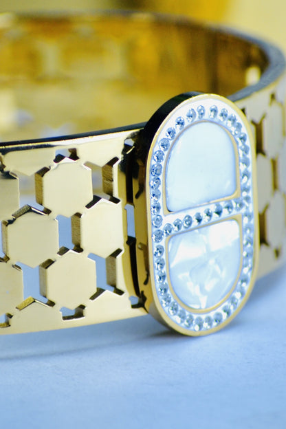 Luxury Honeycomb Gold Hand Cuff Bangle