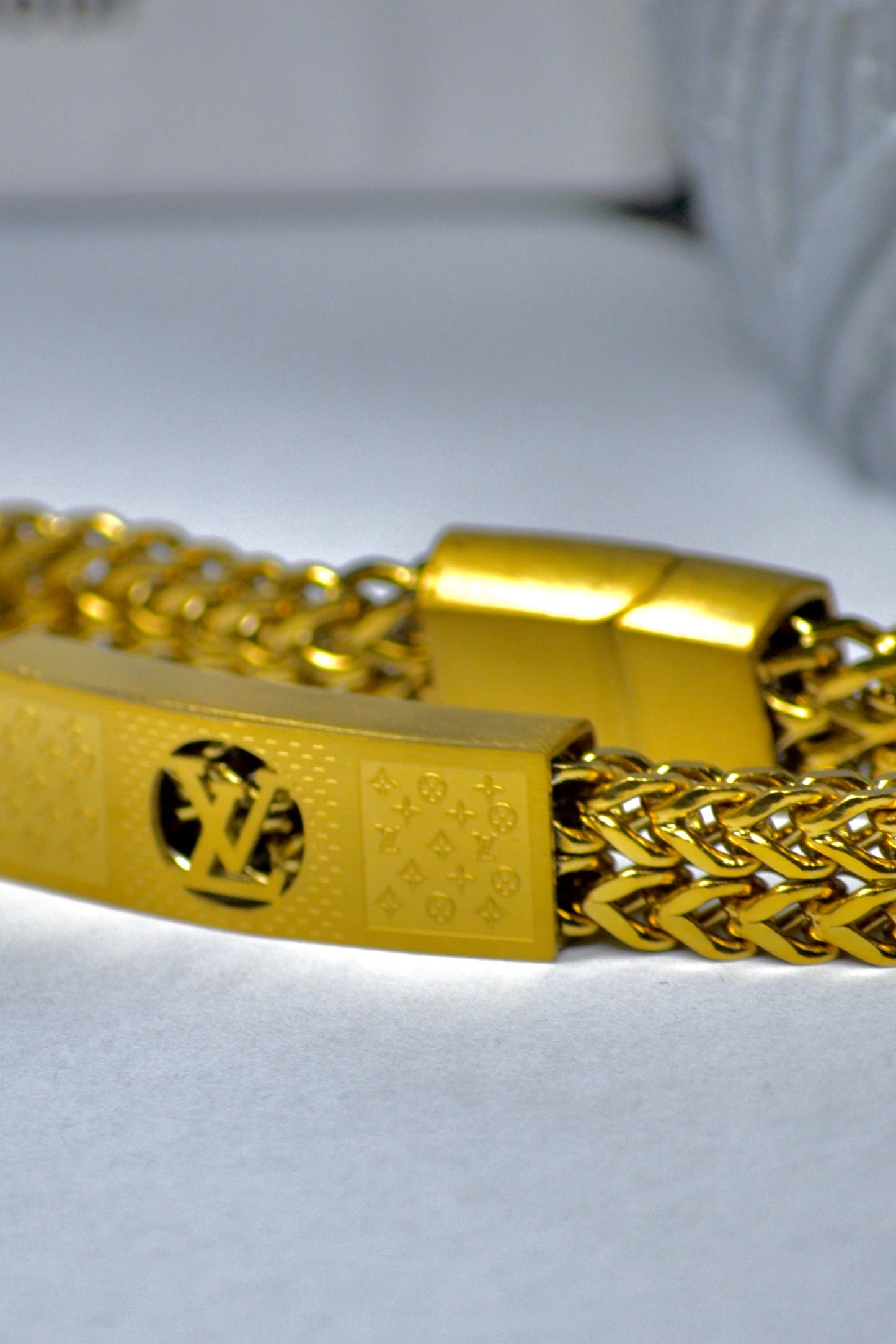 Bold modern Louis Vuitton chain bracelet