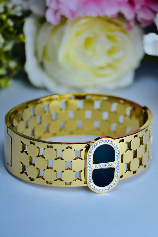 Luxury Honeycomb Gold Hand Cuff Bangle