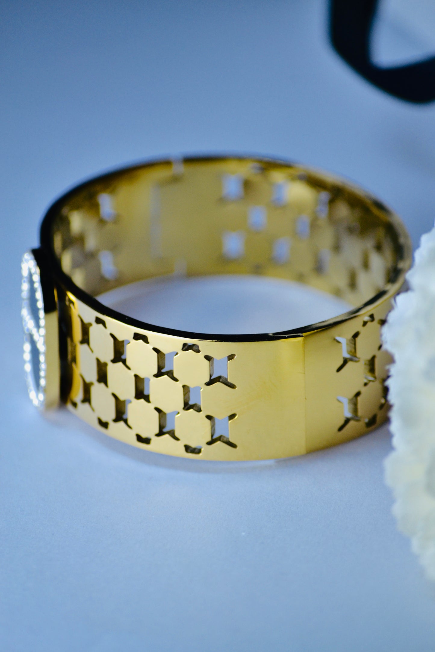 Luxury Honeycomb Gold Hand Cuff Bangle