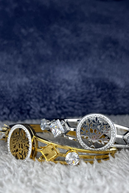 Elegant Silver Tree of Life round motif handcuff