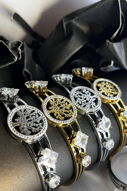Elegant Silver Tree of Life round motif handcuff