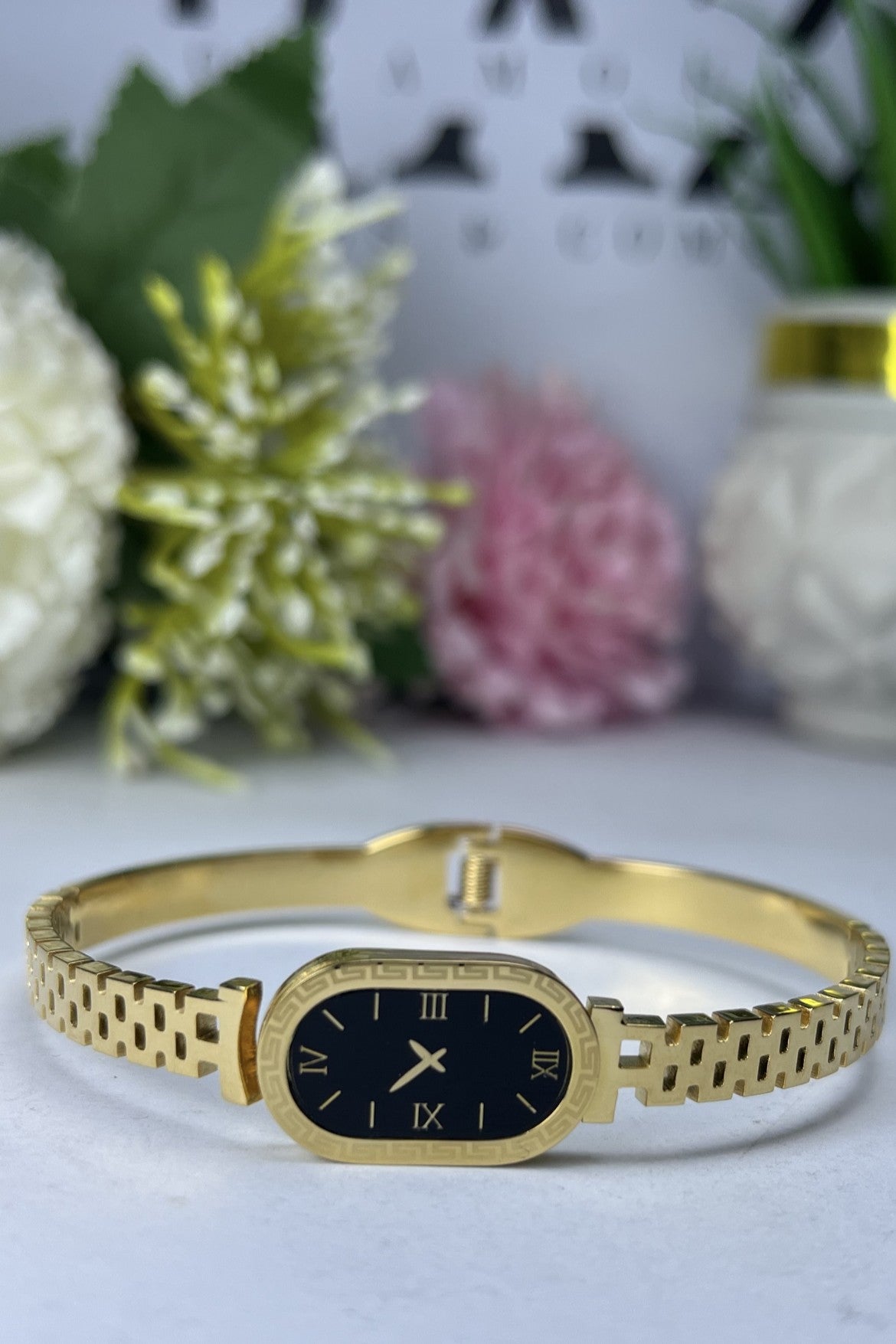 Gold-tone watch Hand Cuff Bangle