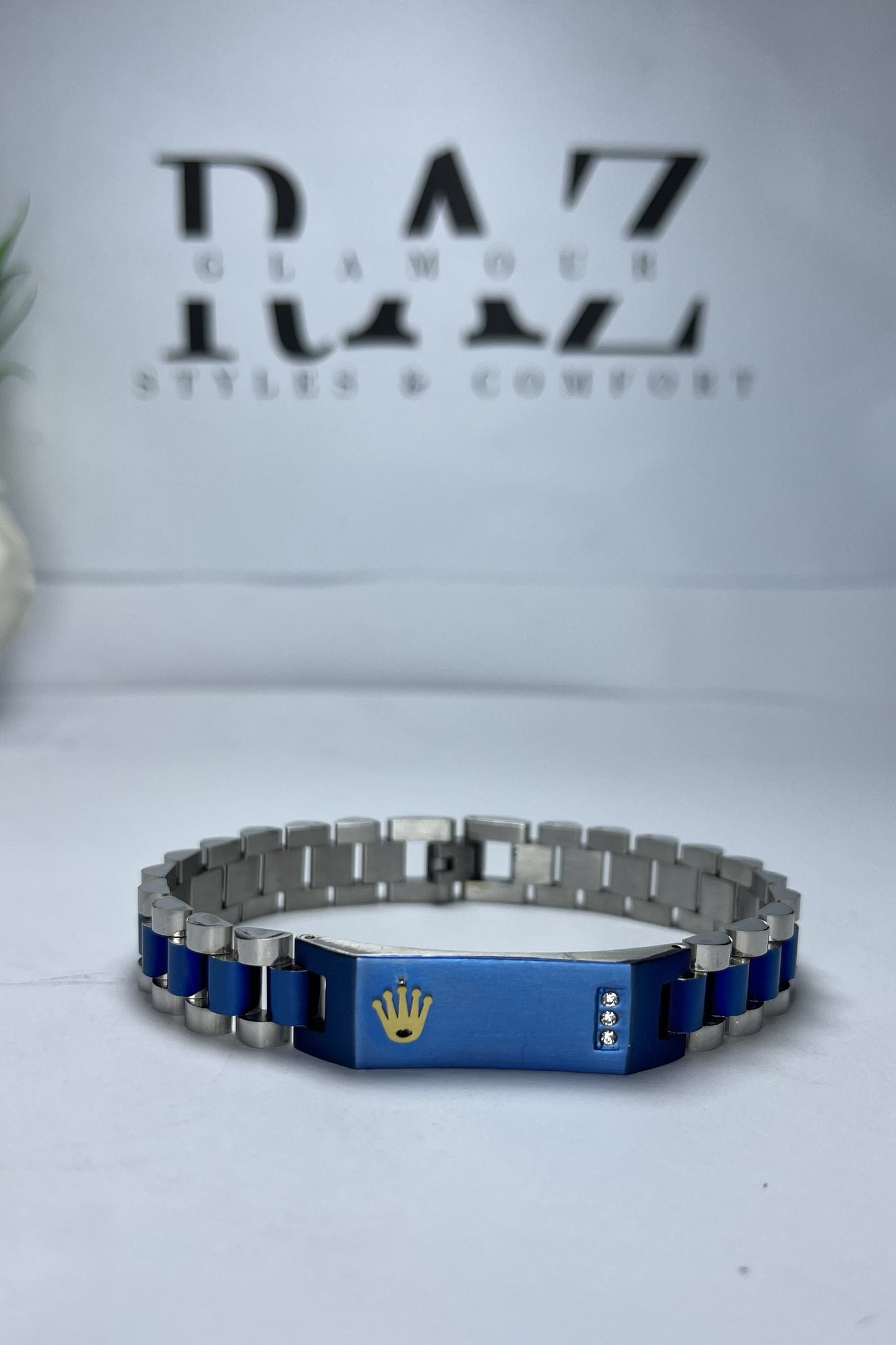 Silver Blue Rolex Crown jubilee Bracelet(for Men's)
