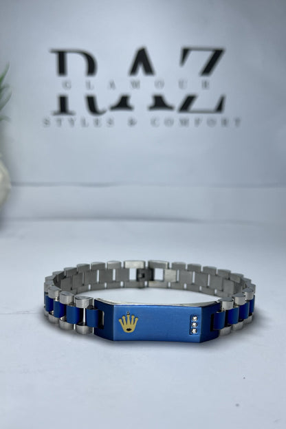 Silver Blue Rolex Crown jubilee Bracelet(for Men's)