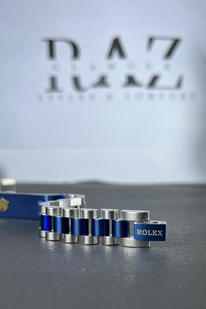Silver Blue Rolex Crown jubilee Bracelet(for Men's)