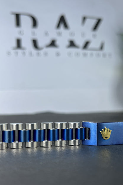 Silver Blue Rolex Crown jubilee Bracelet(for Men's)